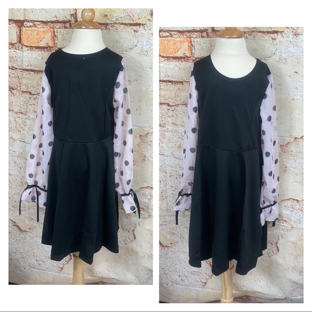 ❌ Pie Black Polka Dot Sheer Sleeve Dress - Picture 4 of 9